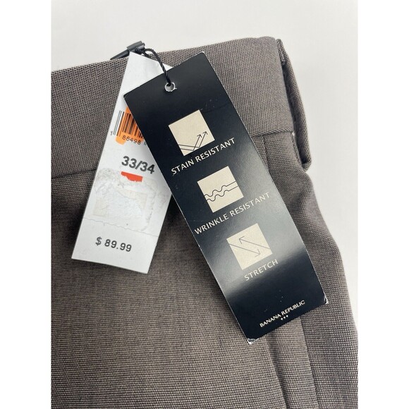 Banana Republic Mens Non-Iron Stretch Brown Straight Leg Dress Pants 33x34 New - Picture 7 of 12